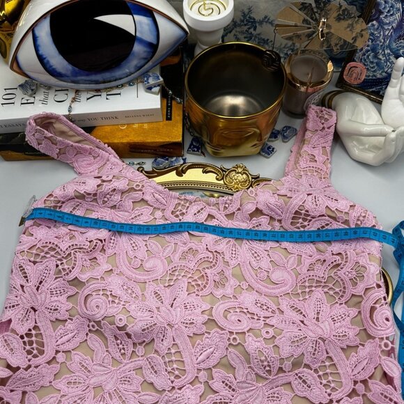 🆕 SELF PORTRAIT 🧿 NWOT Floral Lace Mini Shift Dress, Sz US 4 / UK 8 - Picture 11 of 16